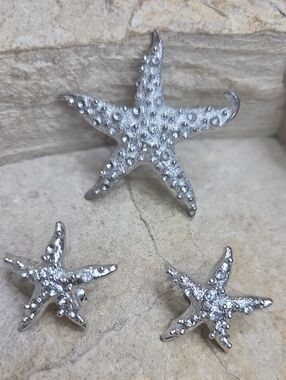 Emmons Vintage Brooch Earrings Set Starfish Clip-on